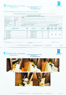 Same day slip test report