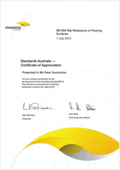 Standards Australia Flooring Surfaces Acknowledgement