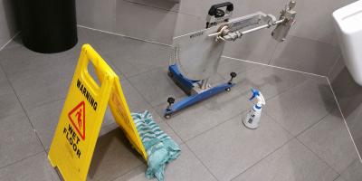 Slip test machine in bathroom