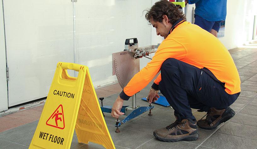 Wet slip test in action
